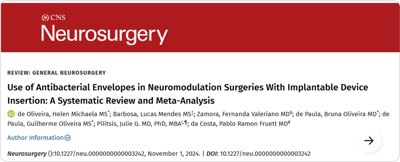 Use of Antibacterial Envelopes in Neuromodulation Surgeries — Neurosurgery